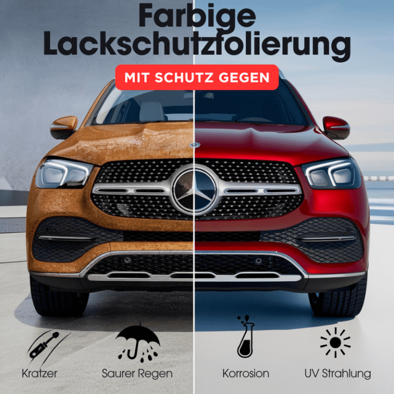 Mercedes SUV mit farbiger Lackschutzfolie (Color PPF) – Schutz vor Kratzern, saurem Regen, Korrosion und UV-Strahlung