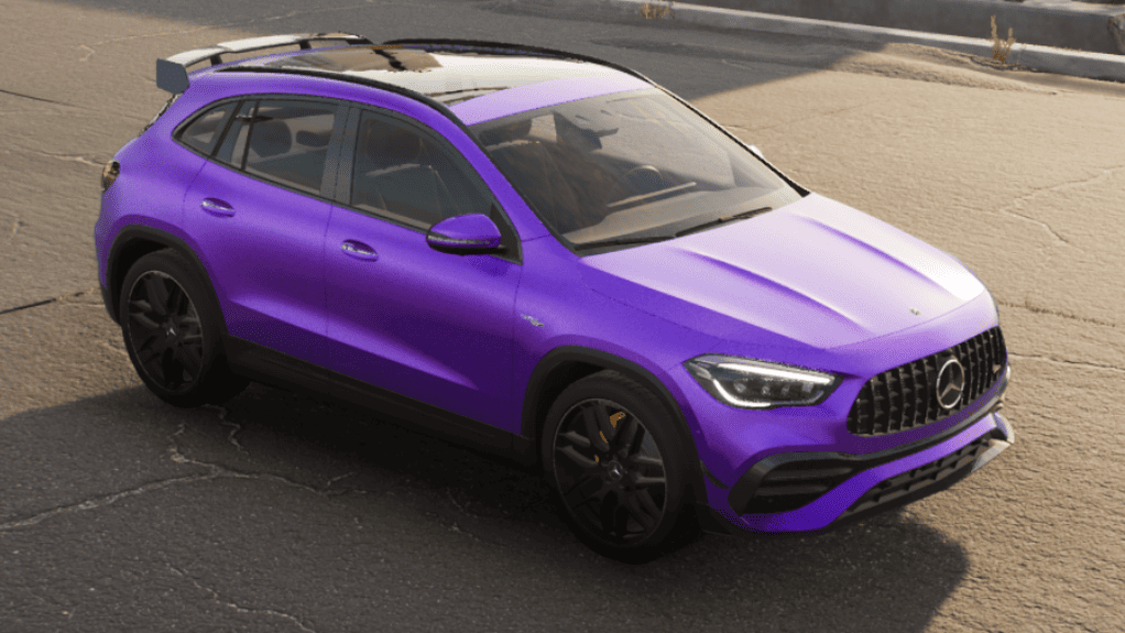 Autofolierung Frankfurt mit Avery Dennison Satin Metallic Purple – Satin-Folie in lebendigem Lila mit metallischem Schimmer für ein exklusives und auffälliges Design.