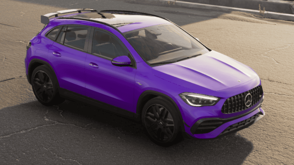 Autofolierung Frankfurt mit der 3M Gloss Plum Explosion Folie für eine auffällige, glänzende Optik in tiefem Lila